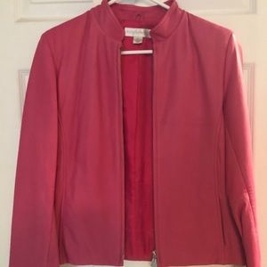 Hot pink genuine leather jacket